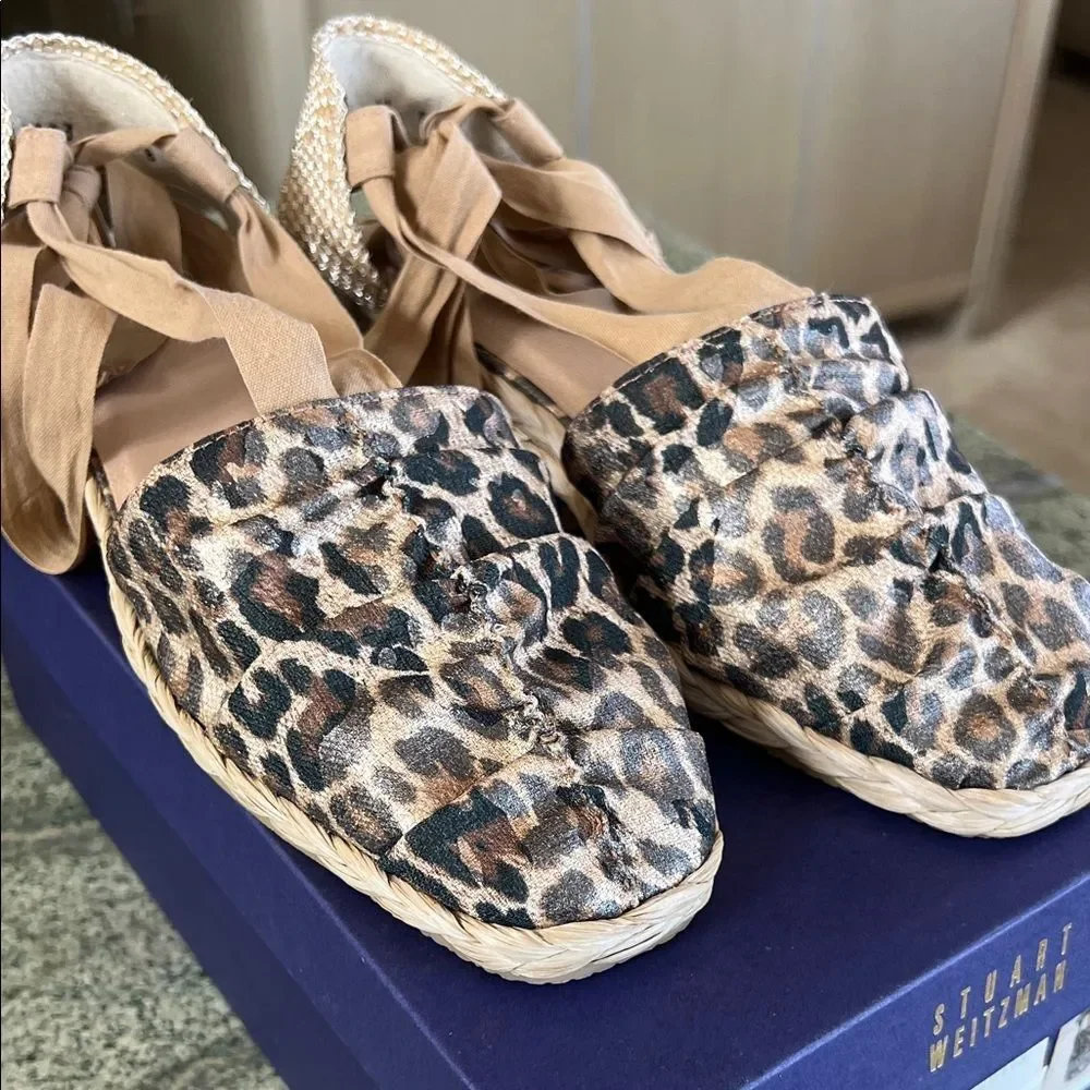 Stuart Weitzman Tan leopard pinup and Black Espadrilles 8